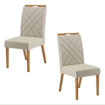 Cadeiras Kit 2 Cadeiras Wood Bélgica Mel/Linho Bege - Mais Decor