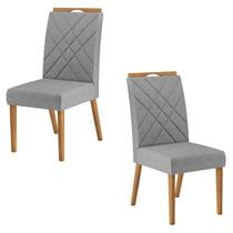 Cadeiras Kit 2 Cadeiras Wood Bélgica Mel/Linho Cinza - Mais Decor