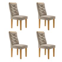 Cadeiras Kit 4 Cadeiras Germany Cinamomo/Off White/Boucle Bege - Cel Móveis