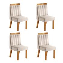 Cadeiras Kit 4 Cadeiras Lisboa Cinamomo/Suede Creme - Lj Móveis