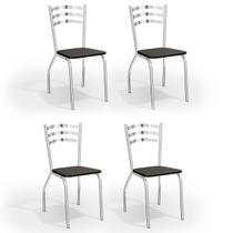 Cadeiras Kit 4 Cadeiras Portugal Cromada Preto - Kappesberg Cadeiras Kit 4 Cadeiras Portugal Cromada Preto - Kappesberg