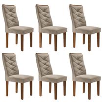 Cadeiras Kit 6 Cadeiras Germany Cinamomo/Off White/Boucle Bege - Cel Móveis