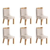 Cadeiras Kit 6 Cadeiras Lisboa Cinamomo/Suede Creme - Lj Móveis