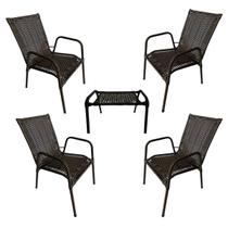 Cadeiras para Jardim com Mesa de Centro Tropical Fibra Sintética Argila - Wj Design