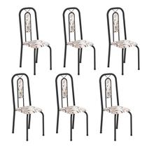 Cadeiras para Sala de Jantar 6 Unidades Lívia Arabesco / Preto Cadeiras para Sala de Jantar 6 Unidades Lívia Arabesco / Preto