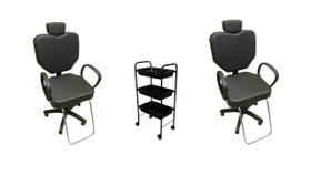 Cadeiras Para salão cabeleireiro e carrinho auxiliar