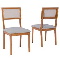 Cadeiras Sala de Jantar Madeira Maciça 2un Encanto Madeira/Linho Cinza Cadeiras Sala de Jantar Madeira Maciça 2un Encanto Madeira/Linho Cinza