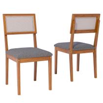 Cadeiras Sala de Jantar Madeira Maciça 2un Encanto Madeira/Linho Grafite Cadeiras Sala de Jantar Madeira Maciça 2un Encanto Madeira/Linho Grafite