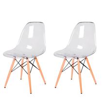 Cadeiras Transparentes Eiffel Eames Base Madeira Incolor 130PC