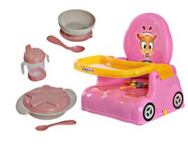 Cadeirinha Alimentação Portatil Bebê Baby Criança Menina + Potinho, Pratinho e Copinho - Magic Toys