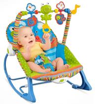 Cadeirinha de Bebê Balanço Infantil 2 em 1 com Vibração e Música Para Bebês e Crianças até 18kg - AZUL - Toy Import