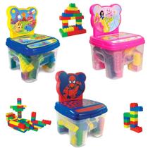 Cadeirinha Infantil com Blocos de Montar Princesas, Dinossauro e Homem Aranha 24, 48 e 160 Peças