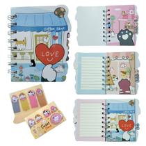 Caderneta Bloco De Anotações e Etiquetas Adesivas Gato Caderneta Bloco De Anotações e Etiquetas Adesivas Gato