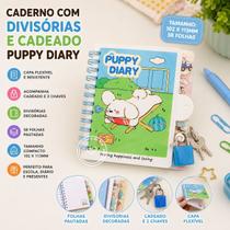 CADERNETA COM DIVISORIAS E CADEADO PUPPY DIARY Cor:Azul CADERNETA COM DIVISORIAS E CADEADO PUPPY DIARY Cor:Azul