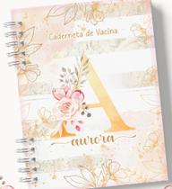 Caderneta de Vacinação Personalizada - Floral Dourada