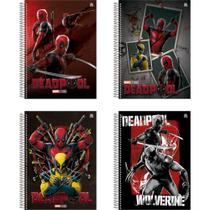Caderno 01X1 Capa Dura Deadpool 80 Folhas Pacote com 04