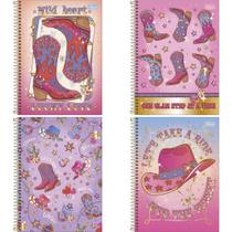 Caderno 01X1 Capa Dura WEST GIRL 80 Folhas Pacote com 4 Unidades