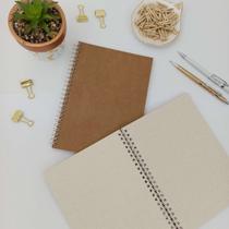Caderno ¼ Pequeno 16 x 22 cm Espiral 80 Folhas Brancas Sem Pauta Capa Kraft Customizável - Art&Art