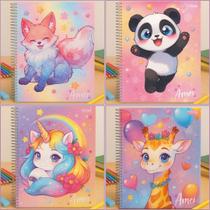 Caderno 1 Matéria 80 Folhas com Adesivo Unicórnio Amei Feminino Sortido