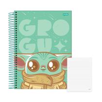 Caderno 1 Matéria 80fls Mandalorian Grogu Verde Jandaia