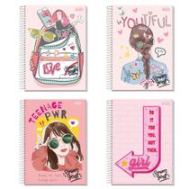 Caderno 10 Matérias 160 Folhas Capa Dura Nova Mix Feminino Sortido