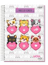 Caderno 10 Matérias Nova Hello Cats Sortido 160 Folhas