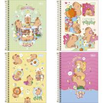 Caderno 10X1 Capa Dura Colegial Capyclub 120 Folhas Pacote com 4