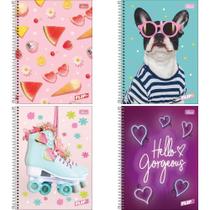 Caderno 10X1 Capa Dura FLIP+ 200 Folhas Feminino Pacote com 4