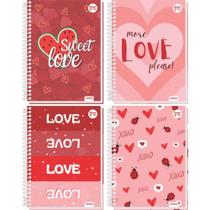 Caderno 10X1 Capa Dura Love You 160FLS Pacote com 04 Caderno 10X1 Capa Dura Love You 160FLS Pacote com 04