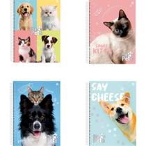 Caderno 10X1 Capa Dura MY PETS 160 Folhas Pacote com 04