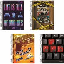 Caderno 10X1 Capa Dura Player 1 160 Folhas Pacote com 04 Caderno 10X1 Capa Dura Player 1 160 Folhas Pacote com 04