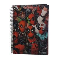 Caderno 15 matéria com 240 folhas capa dura bolsa e adesivo deadpool - são domingos - SAO DOMINGOS