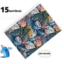 Caderno 15 materias feminino 240 folhas bomd+ sao domingos