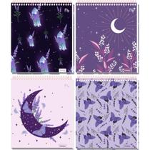 Caderno 1X1 Capa Dura FLIP Feminino Vertical 80 Folhas - 4 Capas Sortidas - Pacote com 4 Unidades