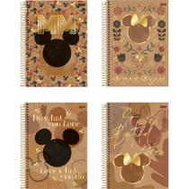 Caderno 1X1 Capa Dura Mickey e Minnie ARTS KRAFT 80 Folhas - Pacote com 4