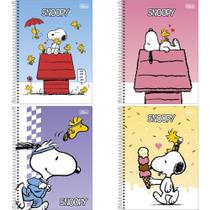 Caderno 1X1 Capa Dura Snoopy 80 Folhas FIT Pacote com 4 Unidades