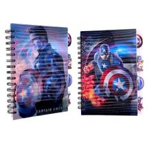 Caderno 3D Avengers Capitão América 21cm Capa Holográfica Caderno 3D Avengers Capitão América 21cm Capa Holográfica