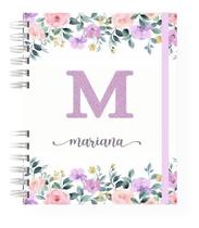Caderno A5 Com 100 Paginas Floral Personalizado Nome