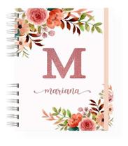 Caderno A5 Com 100 Paginas Floral Personalizado Nome