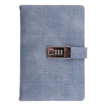 Caderno A5 com senha Lock Leather Agenda Agenda Agenda Planner Notepad School Stationery Travel - Denim Blue