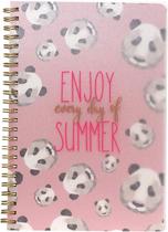 Caderno A5 Espiral com Capa Pp Coleção Bloom - Enjoy Every Day of Summer - Panda + Pink Miolo. Bee Unique