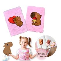 Caderno Agenda Capivara C/ Caneta Infantil Fofo Pelúcia Papelaria Kawaii Bloco De Anotações Diário Colorido