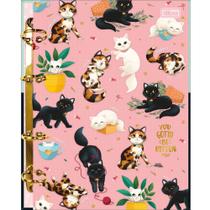 Caderno Argolado Cartonado Colegial Purrfect Cats 160 Folhas Tilibra 350231