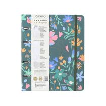 Caderno Argolado Cicero Lagoa Cisne Floral Verde 100fls