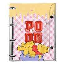 Caderno Argolado Fichario Botão Cristal Ursinho Pooh Dac