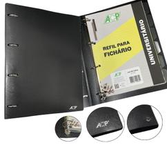 Caderno Argolado Fichário Preto ACP A4 + Bloco E Divisórias Caderno Argolado Fichário Preto ACP A4 + Bloco E Divisórias