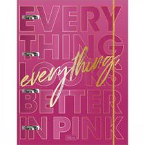 Caderno Argolado Universitario C/Elastico Love Pink 80Fls