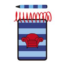 Caderno ASVP Shop Handy Dandy JOSH com 1 lápis de cor azul preto