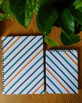 Caderno + Bloco de Notas Capa dura - Estampa Listras