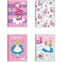 Caderno Brochura 1/4 Capa Dura Alice IN Wonderland 80 Folhas Pacote com 05